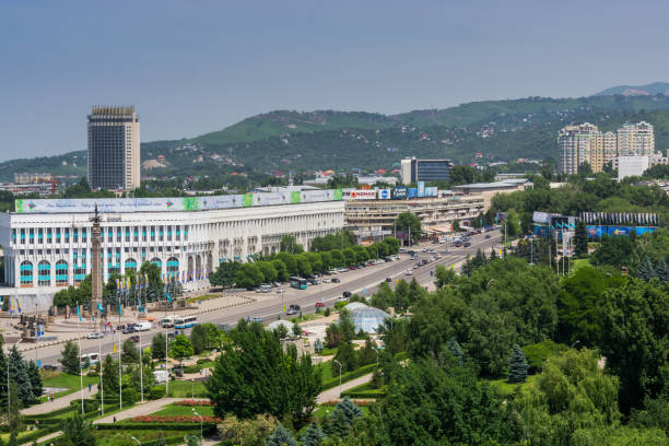 istock Almaty city Panoramic aerial view 890498442
