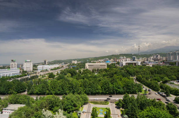 istock Almaty city Panoramic aerial view 890498444