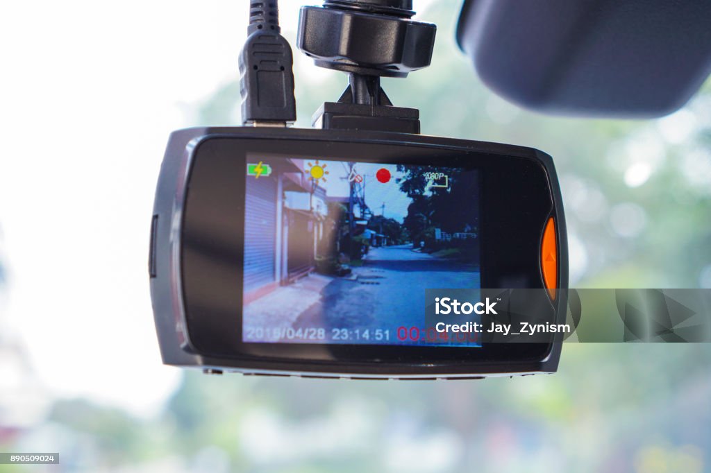 CCTV car camera for safety on the road. Camera recoder Camera - Photographic Equipment Stock Photo