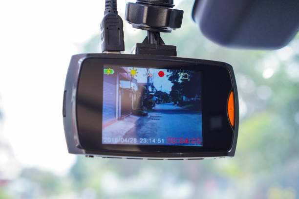 cctv car camera for safety on the road. camera recoder - onboard camera imagens e fotografias de stock