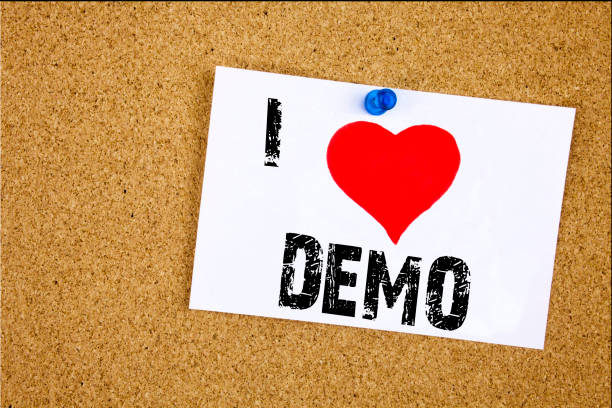 istock Hand writing text caption inspiration showing I Love Demo concept meaning Software Demonstration Loving written on sticky note, reminder isolated background with copy space 890545572