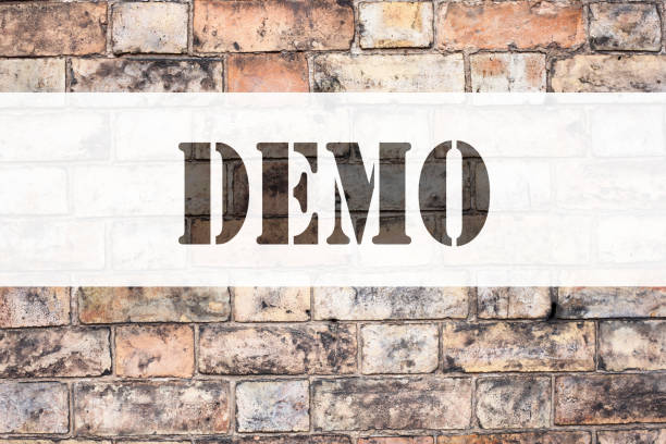 istock Conceptual announcement text caption inspiration showing Demo. Business concept for Software Demonstration written on old brick background with copy space 890545842