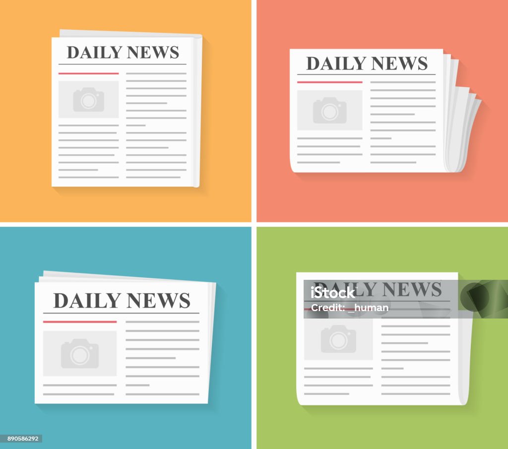 Newspapers Four newspapers, daily news, flat style, vector eps10 illustration Newspaper stock vector