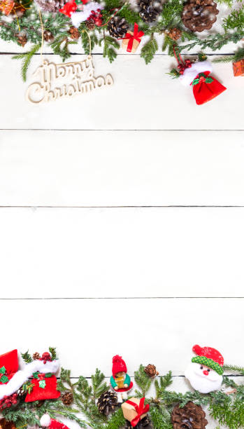 istock Christmas and New Year on white. Copy space for text on wood background. 890586568
