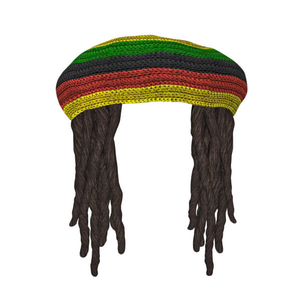 Rastafarians hat with dreadlocks Rastafarians hat with dreadlocks isolated on white. 3D rendering reggae stock pictures, royalty-free photos & images