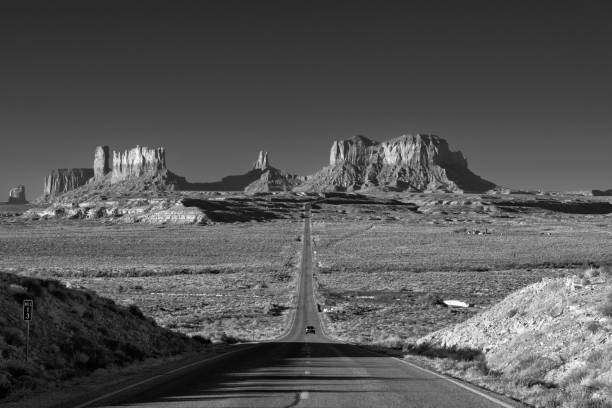 istock Highway 163 toward Monument Valley in Black and White, Utah 890607418