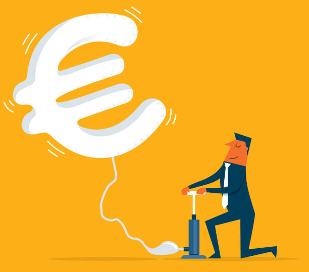 illustrazioni stock, clip art, cartoni animati e icone di tendenza di volo in valuta - euro - currency exchange currency euro symbol european union currency