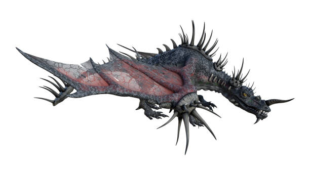 istock 3D rendering spiky fantasy dragon on white 890632204