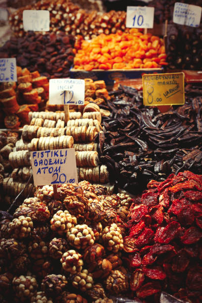 istock Turkish bazaar with dried fruits in Istanbul 890634872