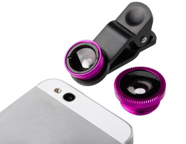 istock Cell phone with clip lens set 890635214