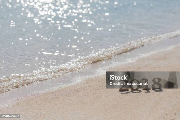 2018 Background Material Stock Photo - Download Image Now - 2018, Backgrounds, Beach