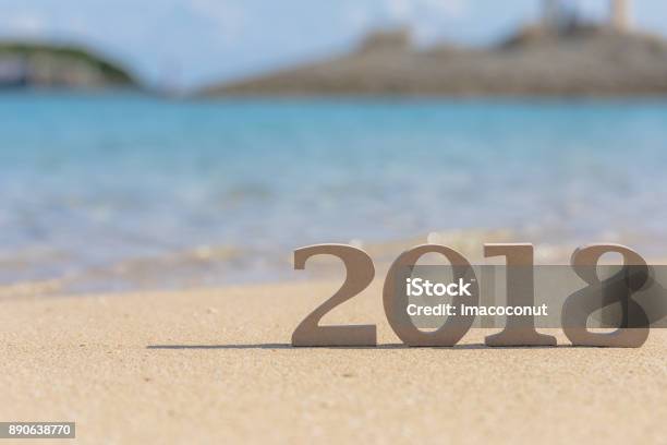 2018 Background Material Stock Photo - Download Image Now - 2018, Backgrounds, Beach