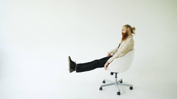 aerial view of reclining businessman
