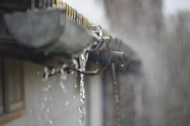 Photo of dripping water gutter