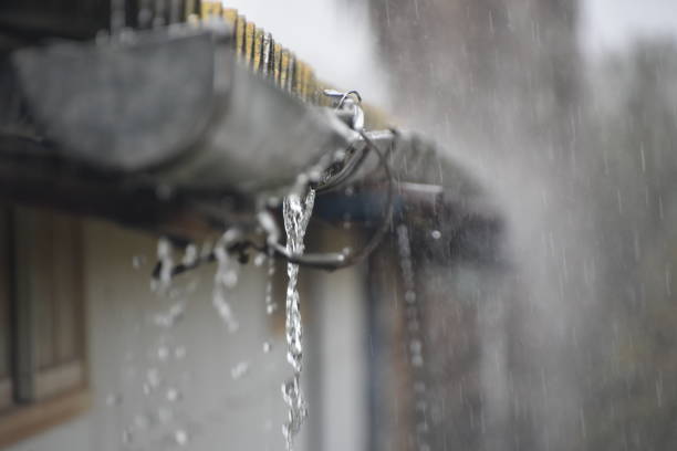 dripping water gutter - roof leak imagens e fotografias de stock