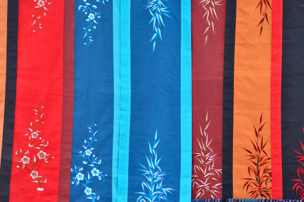 Intricate indigenous Asian handycraft textile fabric in Vietnam