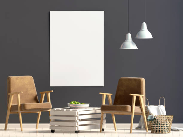 istock Modern interior with chair. Posterl mock up. 3d illustration. 890649736