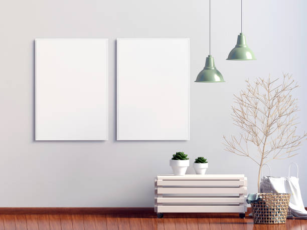 istock Modern interior with coffee table. Posterl mock up. 3d illustration. 890649786