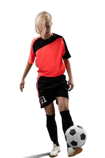 istock female soccer player isolated on white 890650574