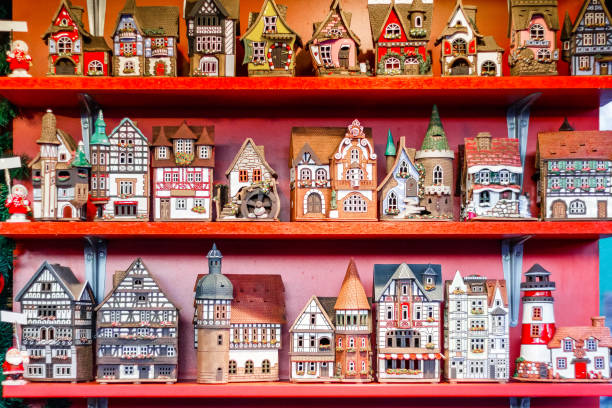 Christmas souvenirs on display at Christmas market