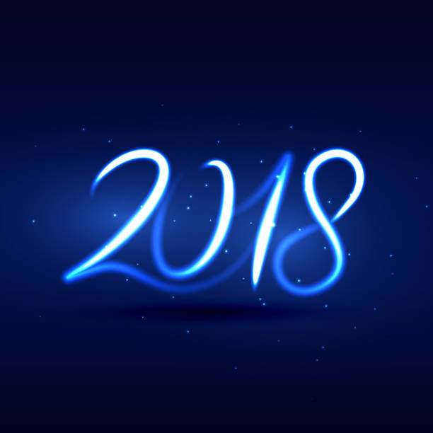 neon-stil 2018 neujahr schriftzug design - 11880 stock-grafiken, -clipart, -cartoons und -symbole