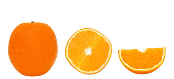 istock Whole orange fruit and slices isolated on white background 890669500