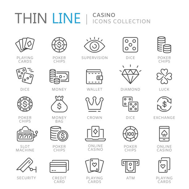 Collection of casino thin line icons Collection of casino thin line icons. Vector eps10 roulette icon stock illustrations