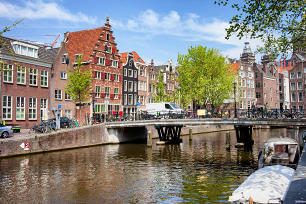 istock Amsterdam Canal Bridge and Houses 890684308