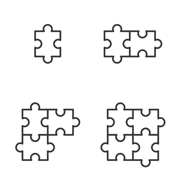 jigsaw icons vector illustration jigsaw icons vector illustration puzzle icons stock illustrations