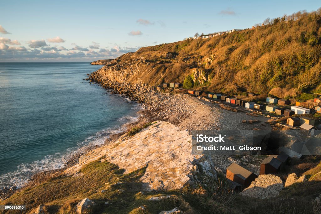 Beautiful sunrise landscape image of Church Ope Cove in Portland Dorest England Beautiful sunrise landscape image of Church Ope Cove in Dorest England Beach Stock Photo