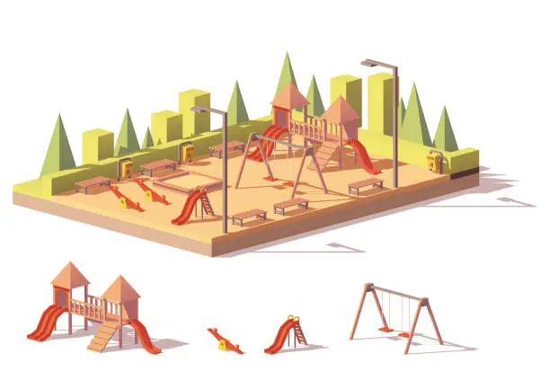 Vector illustration of Vector low poly playground