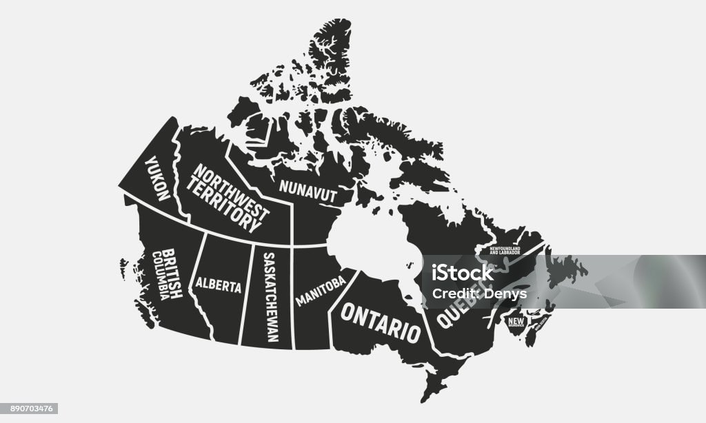 Canadian map. Poster map of Canada. Provinces and territories of Canada. Vector illustration Vector illustration Canada stock vector