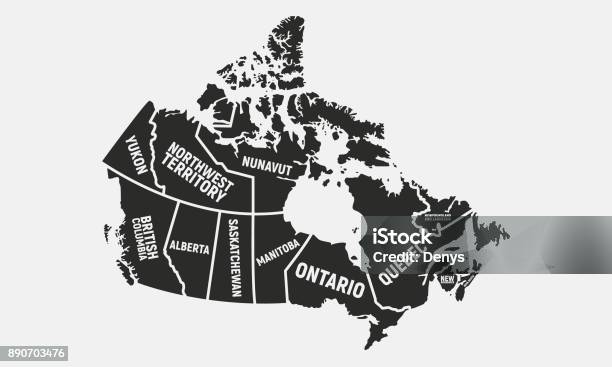 Canadian Map Poster Map Of Canada Provinces And Territories Of Canada Vector Illustration Stock Illustration - Download Image Now