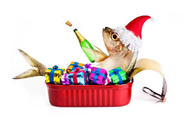 Santa sardine stock photo