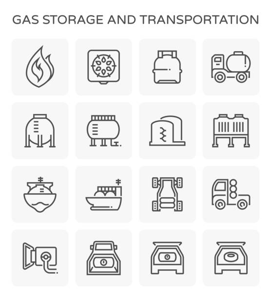 illustrazioni stock, clip art, cartoni animati e icone di tendenza di icona di stoccaggio gas - gas naturale liquefatto