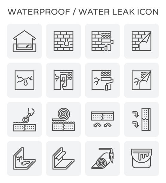 wasserdichte wasser-leck-symbol - basement concrete construction construction site stock-grafiken, -clipart, -cartoons und -symbole