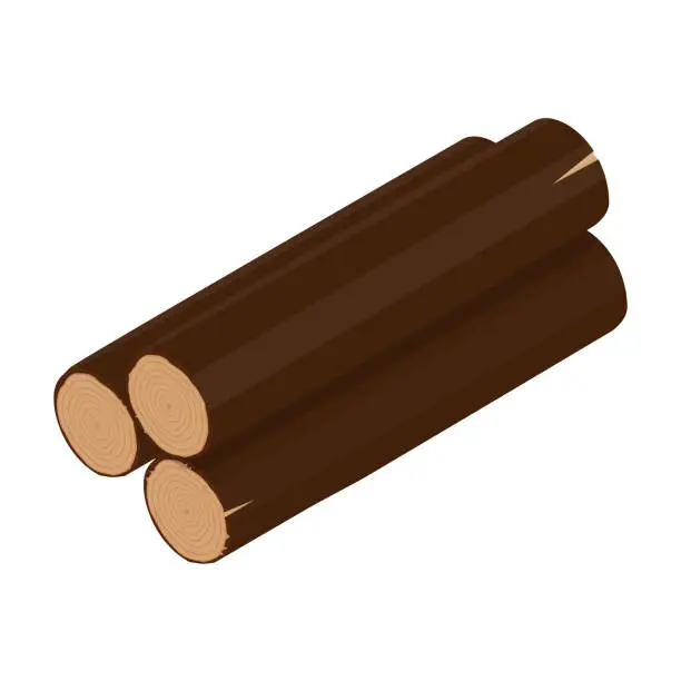 Vector illustration of Wooden log isometric