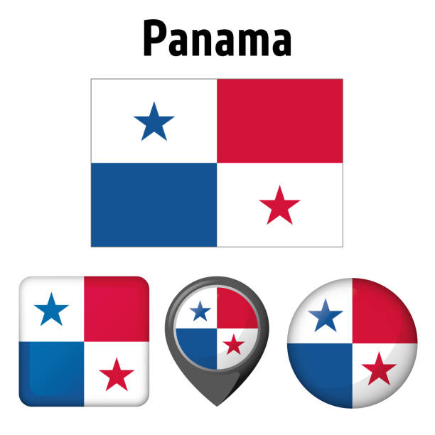 ilustrações, clipart, desenhos animados e ícones de ilustração de bandeira do panamá e vários ícones. ideal para catálogos de materiais institucionais e geografia - panama map flag patriotism