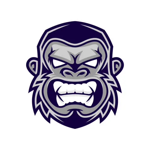 Vector illustration of Gorilla head vector, monkey head vector, ape face