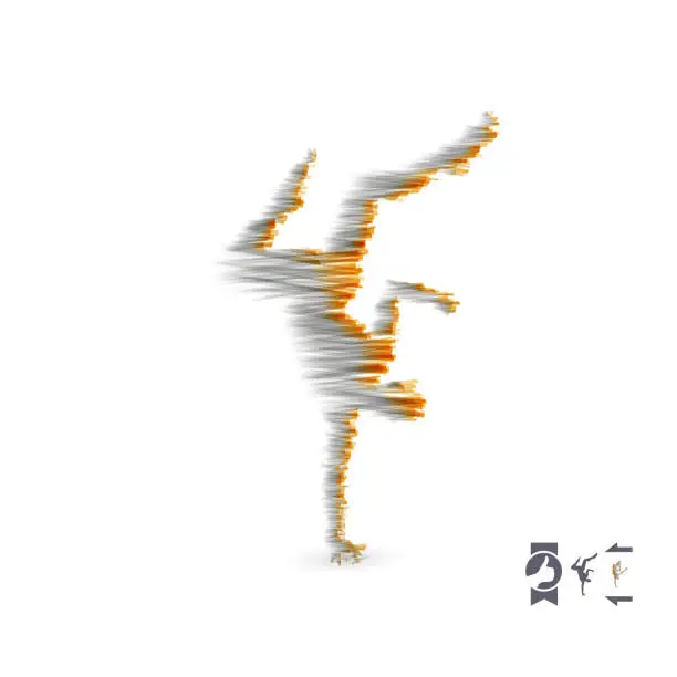 Vector illustration of Man is posing and dancing. 3d model of man. Sport symbol. Vector illustration.