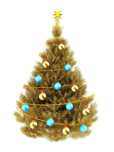 istock 3d golden Christmas tree 890771360