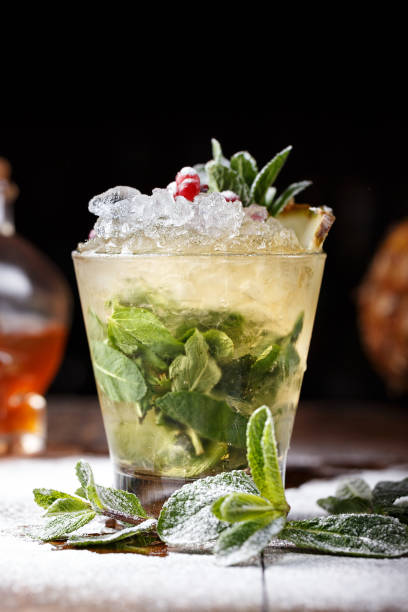 istock cocktail mojito with mint and cranberry berries, with ice 890771428