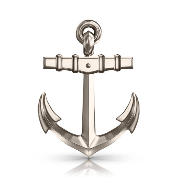 ilustrações de stock, clip art, desenhos animados e ícones de realistic shiny anchor on white background i - naval ship