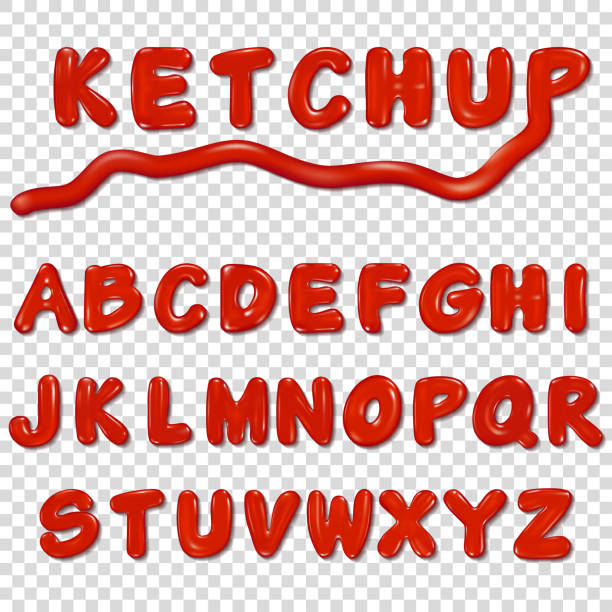 Alphabet written by ketchup sauce Alphabet written by ketchup sauce vector ketchup-splash stock illustrations