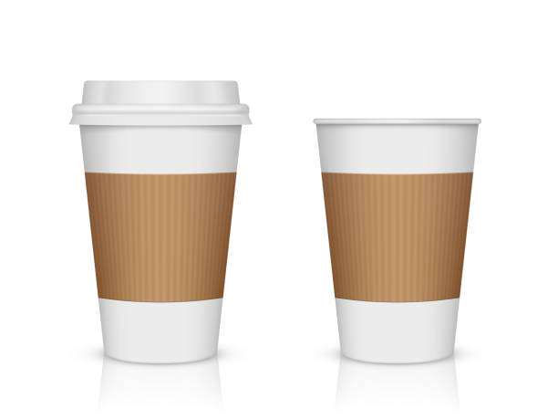 бумажная коф�ейная чашка изолирована на белом - cafe latté cream espresso stock illustrations
