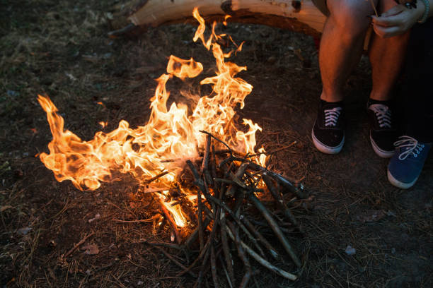 istock Bonfire warm tourism nature forest concept. 890771898