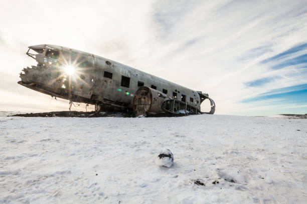 istock Solheimasandur the plane wreck view during winter snow 890775686