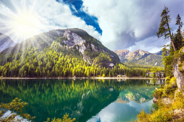 istock Water reflects the mountains and forest 890786534