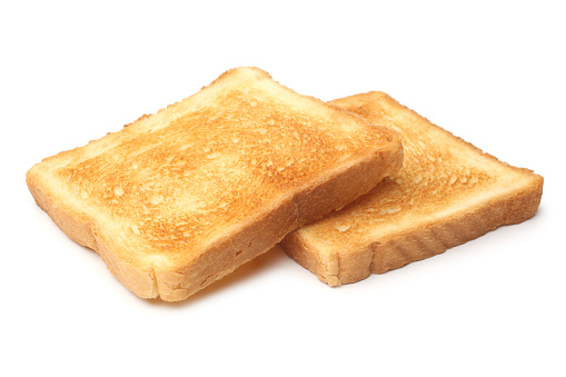 Roasted toast bread on white background