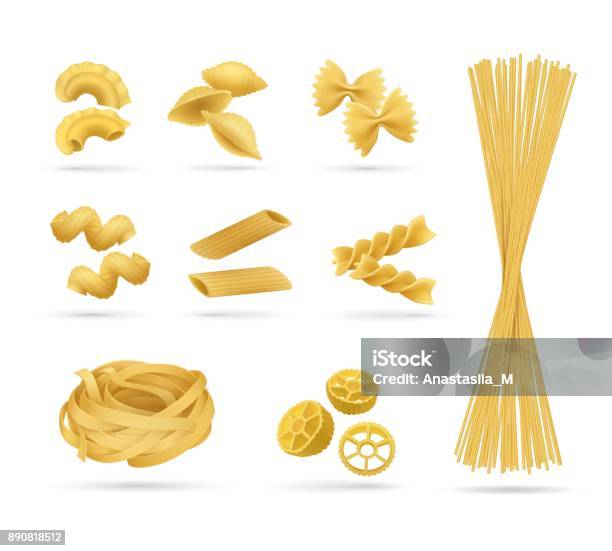Pastasketch Realistic Pasta Set Realistic Style Stock Illustration - Download Image Now ...